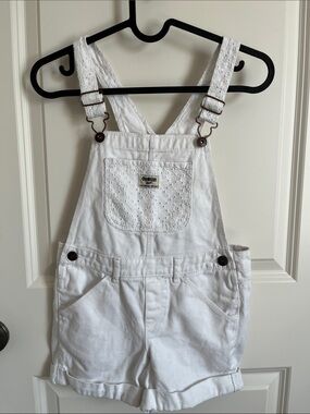 OshKosh B'gosh White Eyelet Shortall Overalls